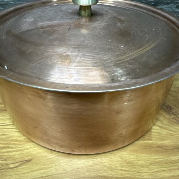 Culinox Spring Switzerland 3.5 Qt Copper Sauce Pan With Lid Brass Handle - Picture 3 of 11